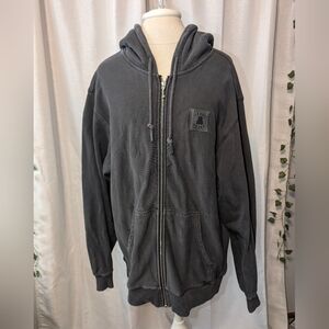 Teddy Fresh Classic Pigment Dye Zip Up Grey Hoodie Jacket XL